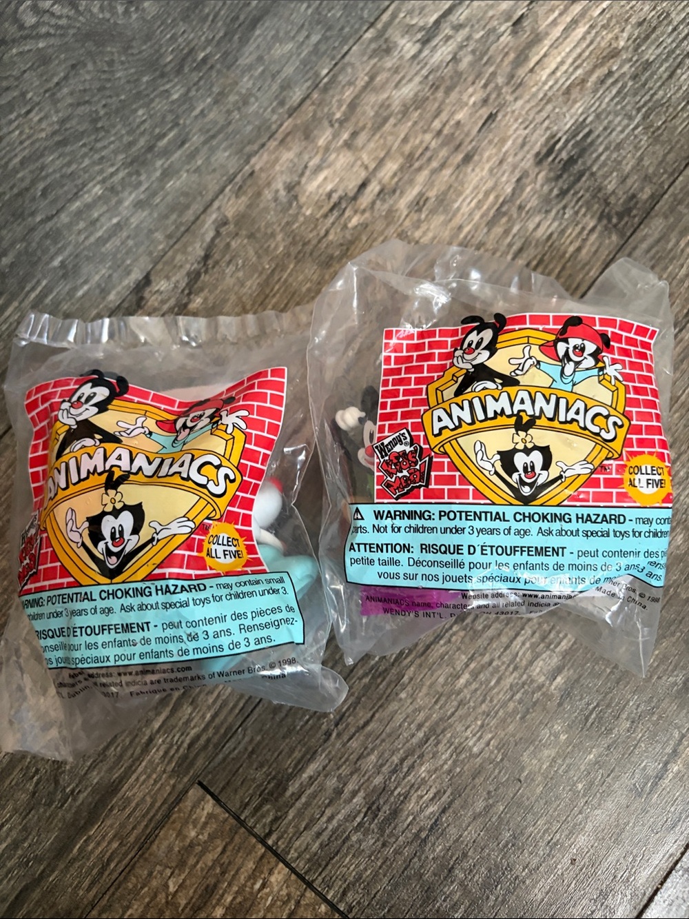 1998 2 new in package Animaniacs Toys from Wendy’s kids meals bundle of 2